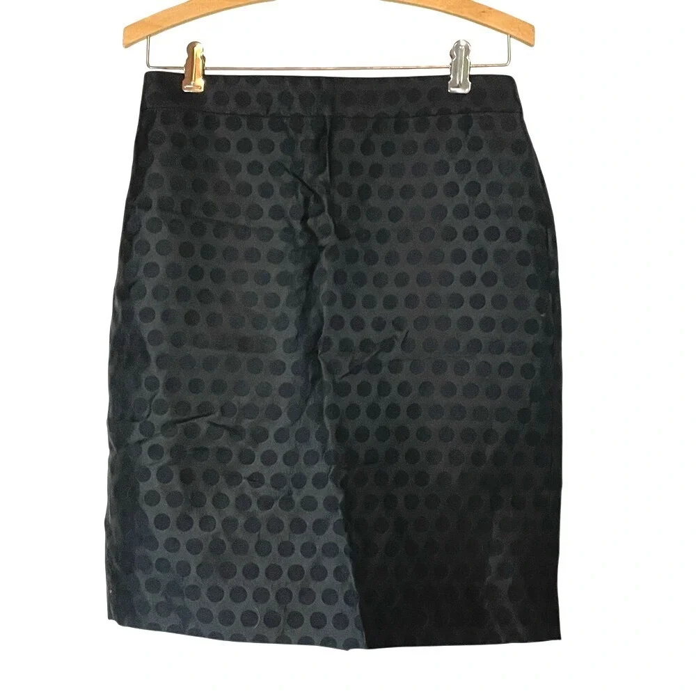 J.Crew Polka Dot Jacquard The‎ Pencil Skirt 2 Black